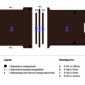 Vloerplaat 12 mm bruin tbv JUMPY L3 FWD (wielbasis 3275)